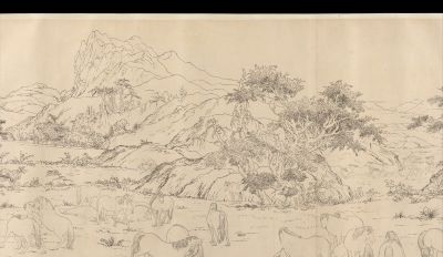 百骏图卷.清.郎世宁绘.素描稿本.美国大都会博物馆藏 - 图画吧TUHUABA