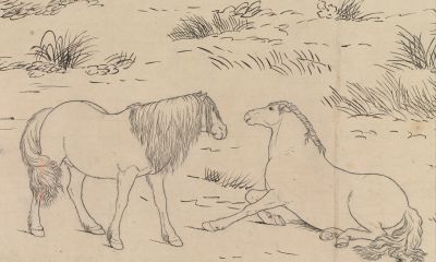 百骏图卷.清.郎世宁绘.素描稿本.美国大都会博物馆藏 - 图画吧TUHUABA