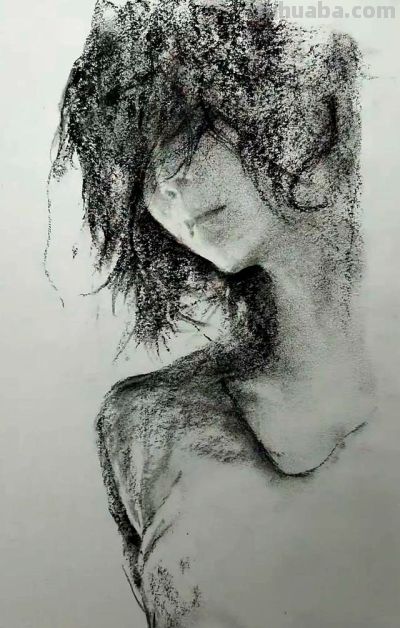 高手松弛感素描头像，虚实反差松而不散，很写意很生动，功底扎实 - 图画吧TUHUABA