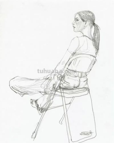 人物速写作品 - 图画吧TUHUABA