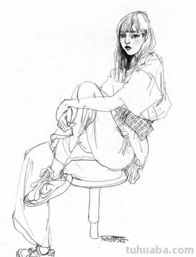 人物速写作品 - 图画吧TUHUABA