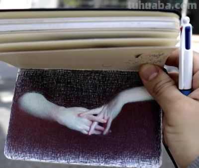 圆珠笔素描：随身速写本中的“手绘照片” - 图画吧TUHUABA