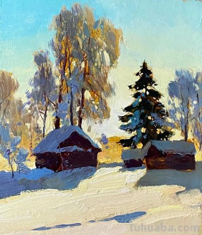 俄罗斯画家的冬日风景，色彩太美了！ - 图画吧TUHUABA