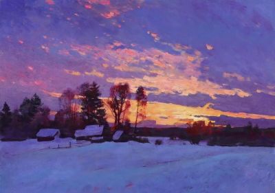 俄罗斯画家的冬日风景，色彩太美了！ - 图画吧TUHUABA