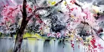 一组颇具国画神韵的水彩，真美！ - 图画吧TUHUABA