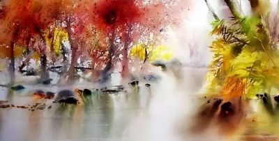 一组颇具国画神韵的水彩，真美！ - 图画吧TUHUABA