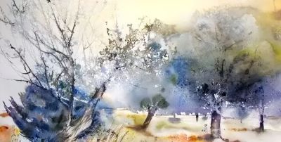 一组颇具国画神韵的水彩，真美！ - 图画吧TUHUABA