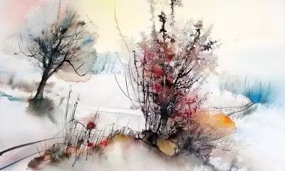 一组颇具国画神韵的水彩，真美！ - 图画吧TUHUABA