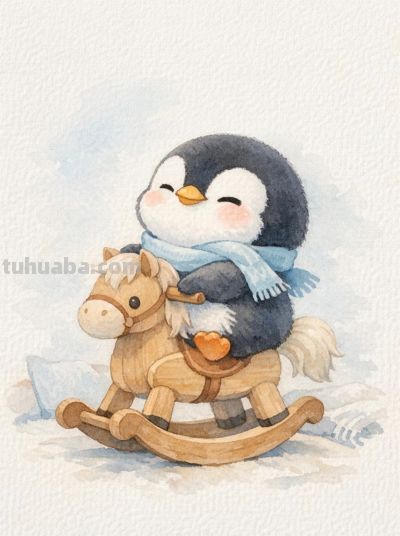 水彩木马载童趣 治愈时光暖如一丨mocai治愈系小动物绘画分享 - 图画吧TUHUABA