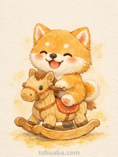 水彩木马载童趣 治愈时光暖如一丨mocai治愈系小动物绘画分享 - 图画吧TUHUABA