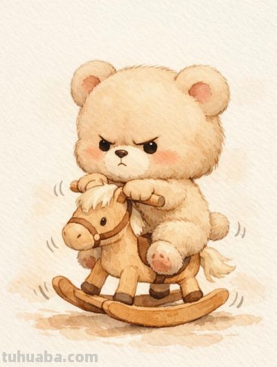 水彩木马载童趣 治愈时光暖如一丨mocai治愈系小动物绘画分享 - 图画吧TUHUABA