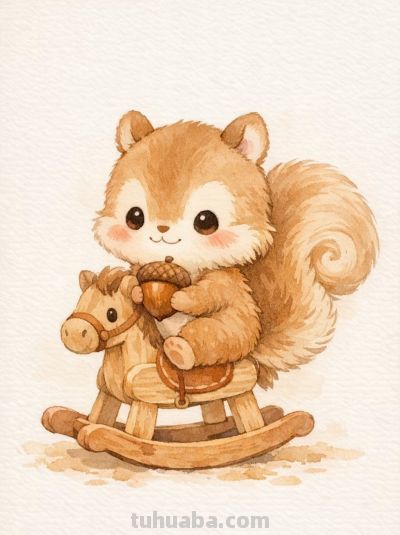 水彩木马载童趣 治愈时光暖如一丨mocai治愈系小动物绘画分享 - 图画吧TUHUABA