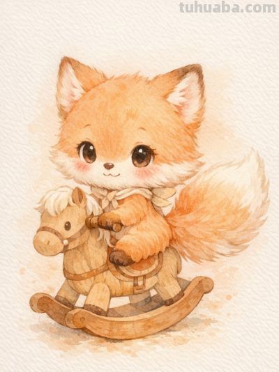 水彩木马载童趣 治愈时光暖如一丨mocai治愈系小动物绘画分享 - 图画吧TUHUABA