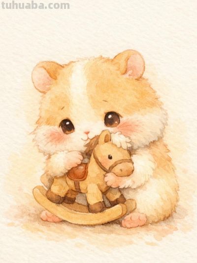 水彩木马载童趣 治愈时光暖如一丨mocai治愈系小动物绘画分享 - 图画吧TUHUABA