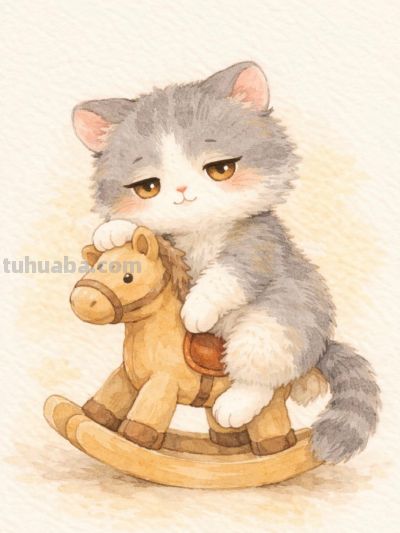 水彩木马载童趣 治愈时光暖如一丨mocai治愈系小动物绘画分享 - 图画吧TUHUABA