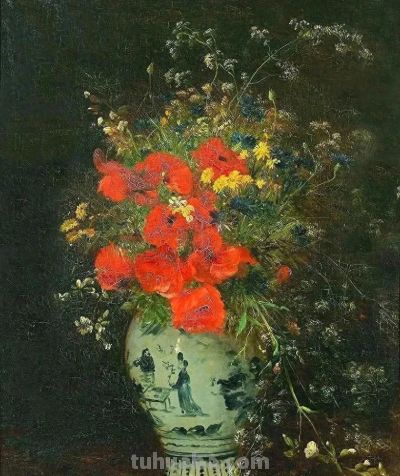 静物花卉，欧仁-亨利·科舒瓦作品 - 今日头条