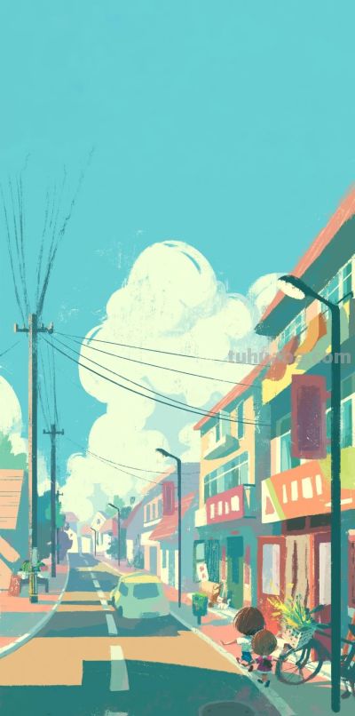 可爱卡通插画治愈系锁屏壁纸 - 图画吧TUHUABA