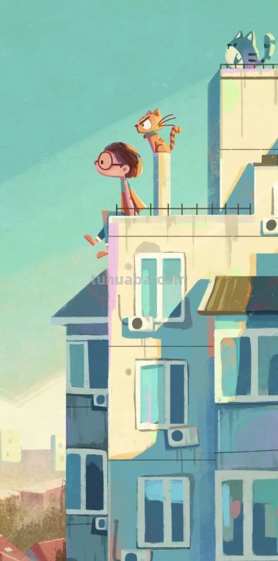 可爱卡通插画治愈系锁屏壁纸 - 图画吧TUHUABA