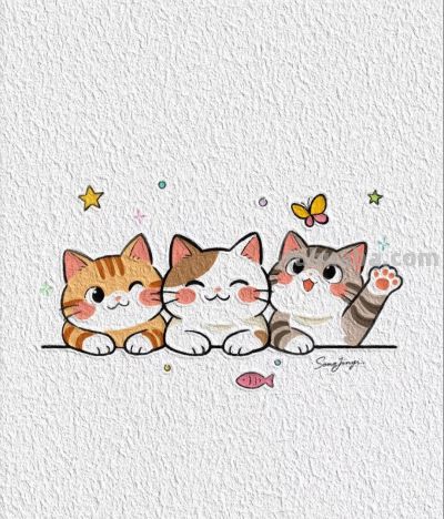 三猫嬉戏 三只小猫简笔绘 无忧无虑乐翻天丨宋瑾一简笔画分享 - 今日头条