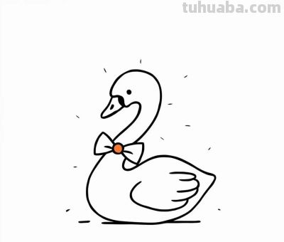 白天鹅的简笔画线稿图，临摹学画 - 图画吧TUHUABA