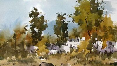 每日一画 | 大写意水彩里，藏着秋野的“呼吸散文诗” - 图画吧TUHUABA