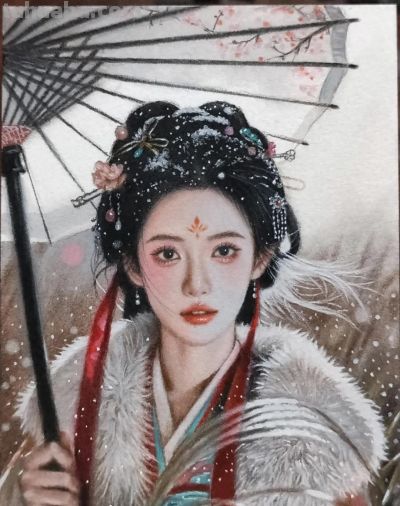 不敢想，这竟是在巴掌大的纸上画出来的彩铅美人，细节也太美了 - 今日头条