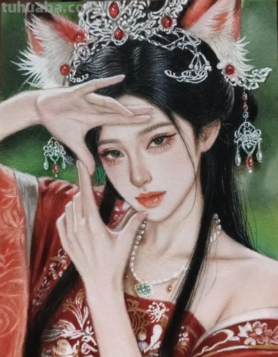 不敢想，这竟是在巴掌大的纸上画出来的彩铅美人，细节也太美了 - 图画吧TUHUABA