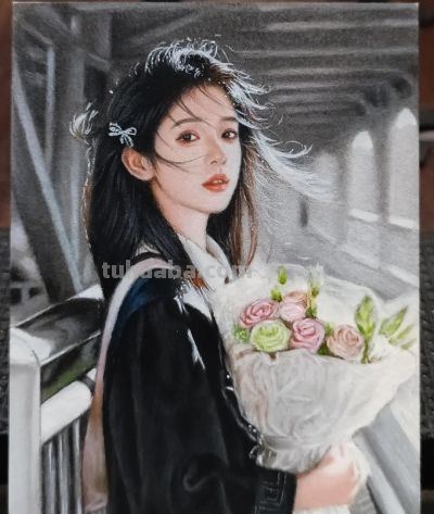 不敢想，这竟是在巴掌大的纸上画出来的彩铅美人，细节也太美了 - 图画吧TUHUABA