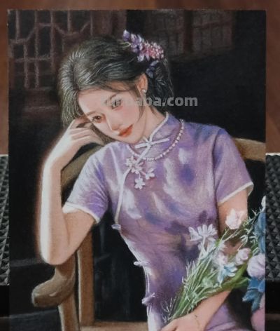 不敢想，这竟是在巴掌大的纸上画出来的彩铅美人，细节也太美了 - 图画吧TUHUABA