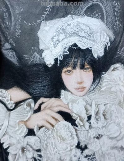 不敢想，这竟是在巴掌大的纸上画出来的彩铅美人，细节也太美了 - 图画吧TUHUABA