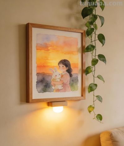 外孙女哭着送别白兔球球,爷爷的水彩画定格温暖时光 - 图画吧TUHUABA