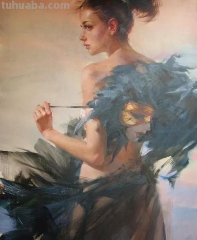 俄罗斯画家斯拉因斯基的大笔触人体绘画作品 - 图画吧TUHUABA