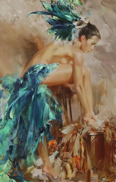 俄罗斯画家斯拉因斯基的大笔触人体绘画作品 - 图画吧TUHUABA