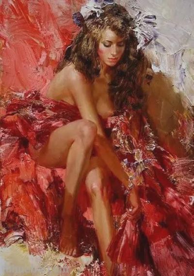 俄罗斯画家斯拉因斯基的大笔触人体绘画作品 - 图画吧TUHUABA