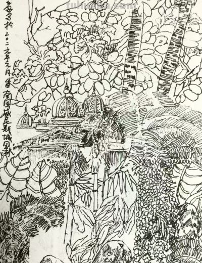 郑仁安 ||海南《南国威尼斯城》园林速写作品欣赏（6） - 图画吧TUHUABA