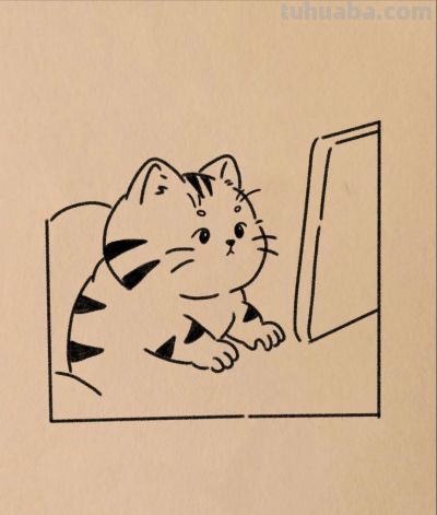 可爱的搬砖猫简笔画分享丨小白爱画画 - 图画吧TUHUABA