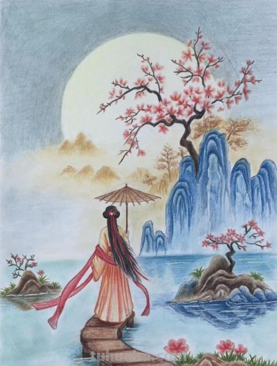 彩铅风景图 - 图画吧TUHUABA