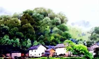 一组美丽的乡村水彩 - 图画吧TUHUABA