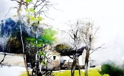 一组美丽的乡村水彩 - 图画吧TUHUABA