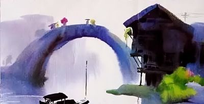 一组美丽的乡村水彩 - 图画吧TUHUABA