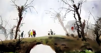 一组美丽的乡村水彩 - 图画吧TUHUABA