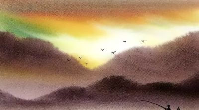 一组美丽的乡村水彩 - 图画吧TUHUABA