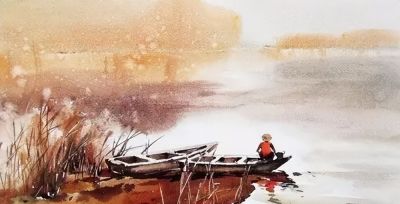 一组美丽的乡村水彩 - 图画吧TUHUABA