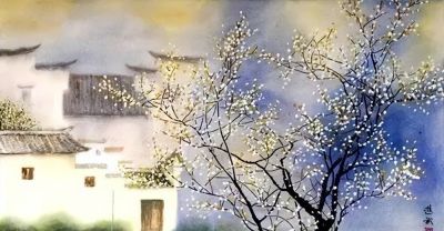 一组美丽的乡村水彩 - 图画吧TUHUABA