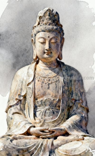 腊月初一的佛光水彩 - 图画吧TUHUABA