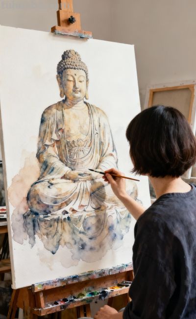 腊月初一的佛光水彩 - 图画吧TUHUABA