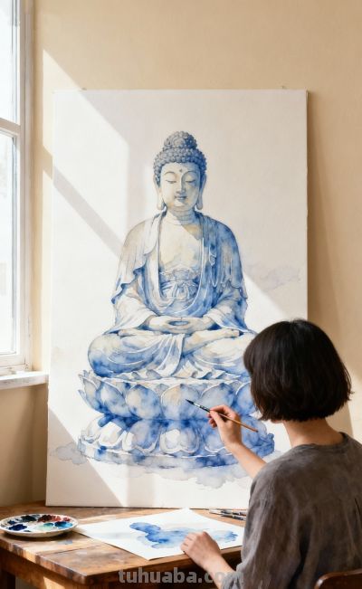 腊月初一的佛光水彩 - 图画吧TUHUABA