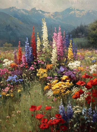 印象派油画《风拂过的原野诗行》 - 图画吧TUHUABA