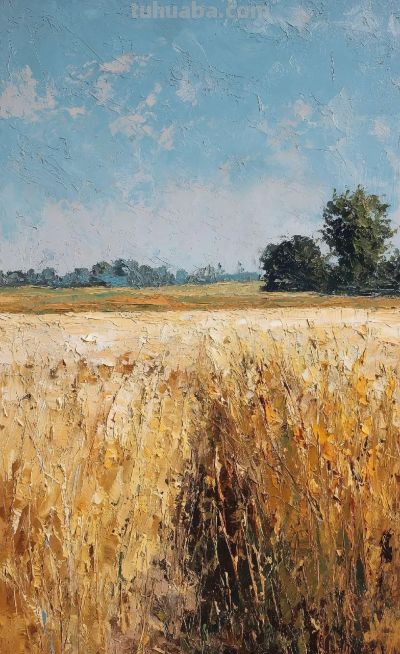 印象派油画《风拂过的原野诗行》 - 图画吧TUHUABA