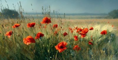 印象派油画《风拂过的原野诗行》 - 图画吧TUHUABA